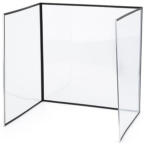 PVC desktop splash shield with clear view panels 