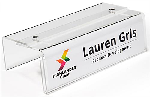 Adjustable acrylic cubicle name plate holder for 2.5" tall signage