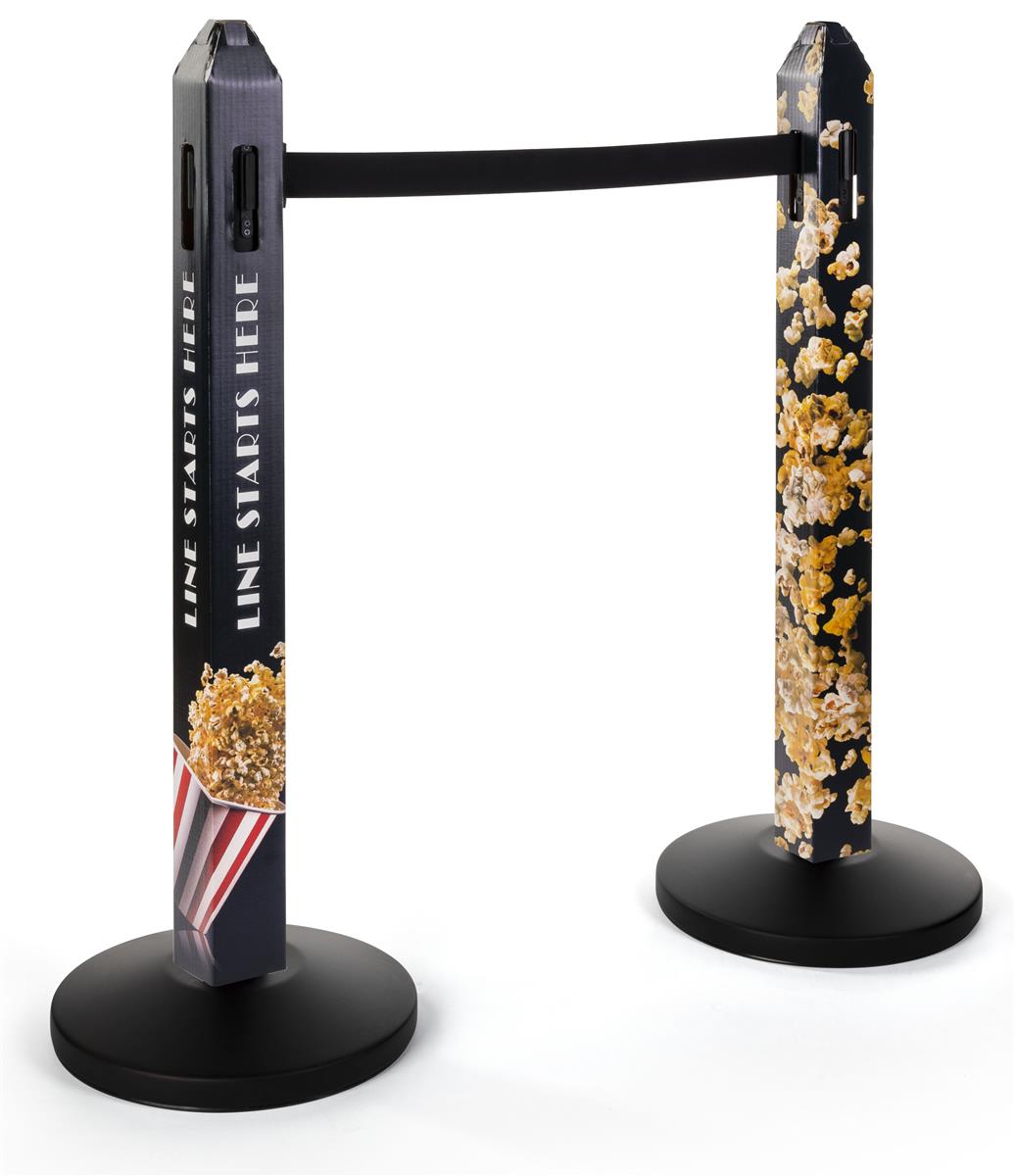 Stanchion cover with custom graphics comes as a set of two