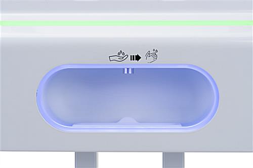 Digital hand sanitizer floor kiosk with different LED light indicators