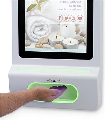 Automatic digital sanitizer dispenser with green LED indicator when in use