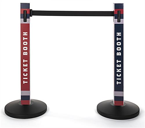 Custom printed stanchion post sleeve with printing on all four sides