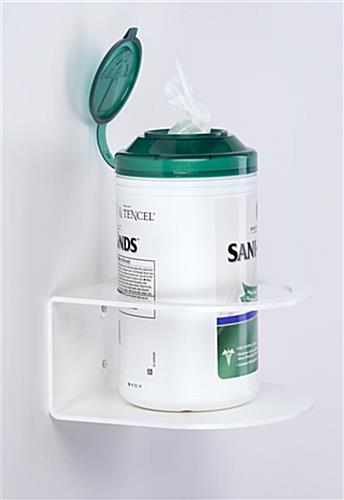 Wall mount wipe holder with white acrylic construction