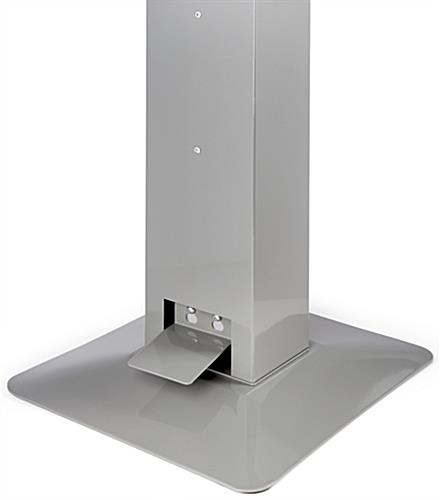Stainless steel foot operated sanitizer dispenser is hands free 