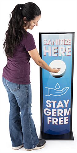 Sanitize here touchless dispenser with 49 inch height