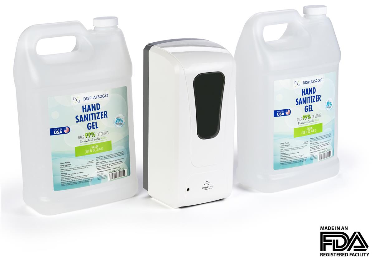 Wall Mounted Hands Free Sanitizer Dispenser Refill Bundle