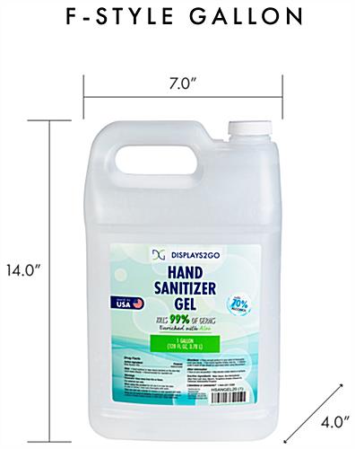 Gallon hand sanitizer jug dispenser houses f-style containers