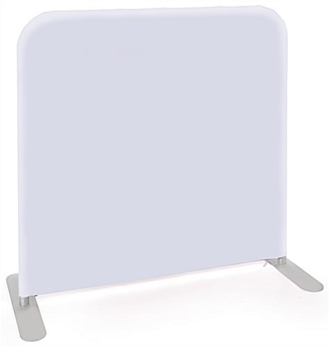 Tension fabric cafe style banner with plain white backside