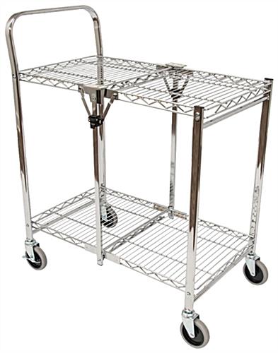 Folding steel utility cart with 29.5 inch shelf width