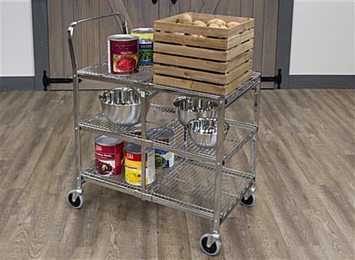 Collapsible metal service cart with 30.5 inch height 