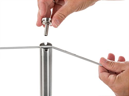 Attaching Cord to Silver Exhibit Low Profile Stanchion