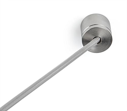 Silver Stanchion Cord Wall Terminator Mounted to the Wall