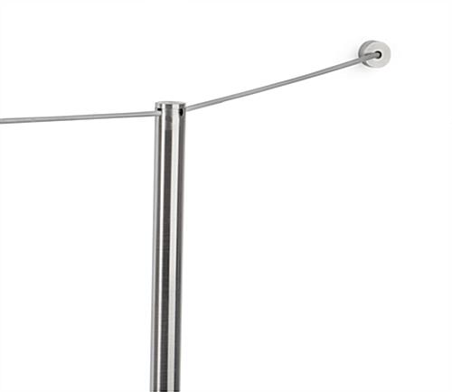 Silver Stanchion Cord Wall Terminator Attached to Floor Standing Post