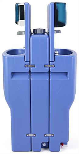 Double-sided hand washing sink provides 550 washings before having to be emptied 
