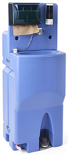 Portable hand washing station with a light blue design