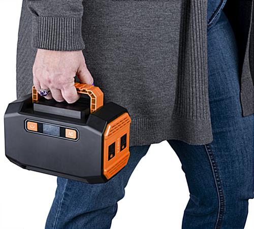 Portable battery power station with 3.5 pound weight for portability 