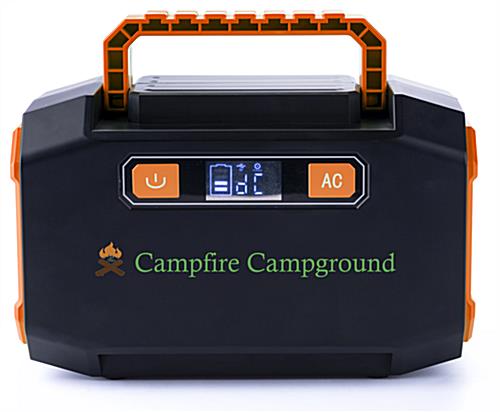 Branded portable power station battery with custom graphic side panel