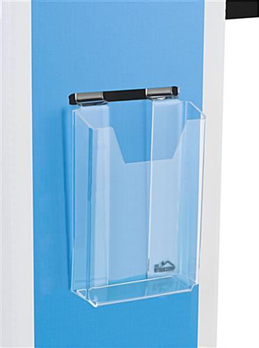 Personalized stanchion signage with literature pocket with 7 inch acrylic brochure holder
