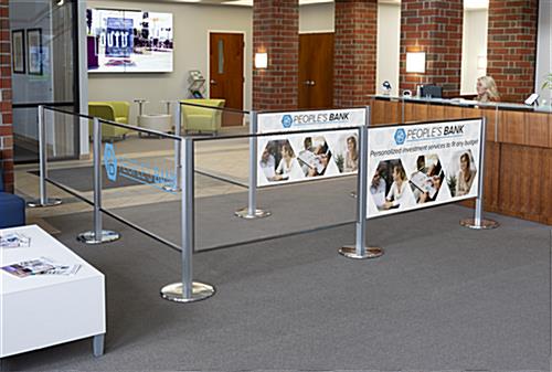UV-printed branded acrylic stanchion panel