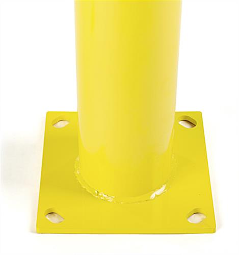 Steel bollard surface mount has wide base for stability 