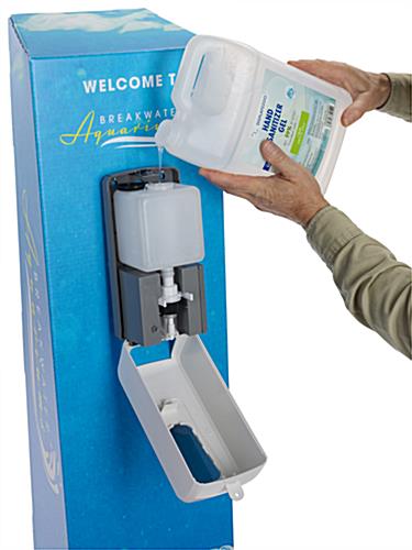 Custom cardboard sanitizer floor dispenser uses standard cleansing gel