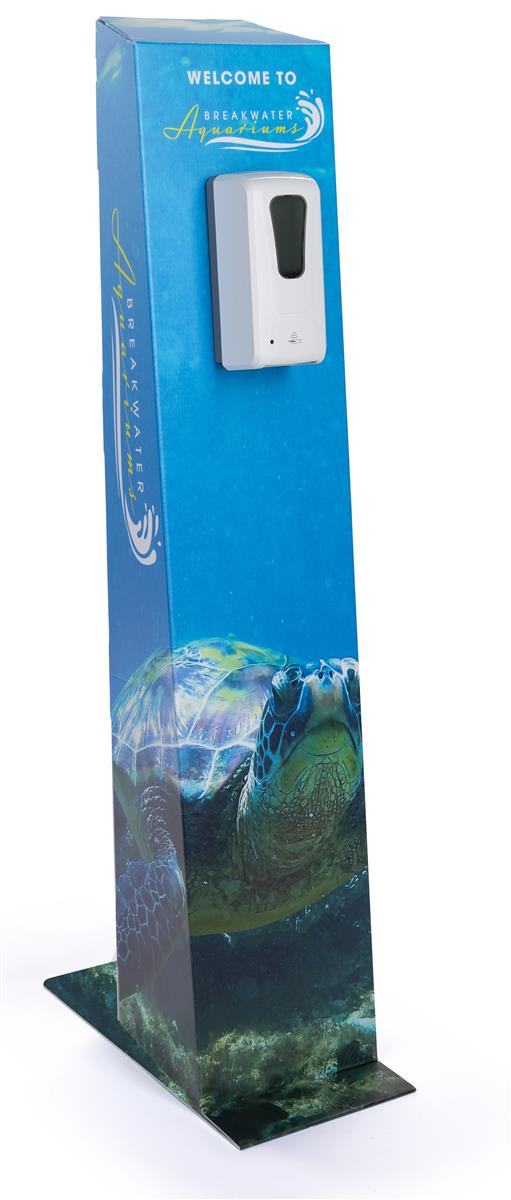 Custom cardboard sanitizer floor dispenser with full color graphics