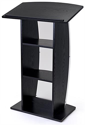 Curved Black Lectern Stand | Clear Acrylic Front Panel