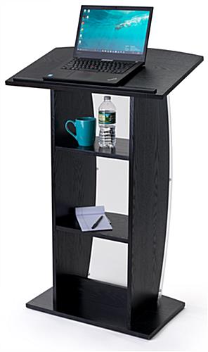 Curved Black Lectern Stand | Clear Acrylic Front Panel