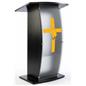 Contemporary curved lectern with custom panel to fit your decor