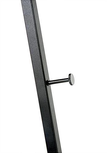 Floor standing folding easel with steel pegs