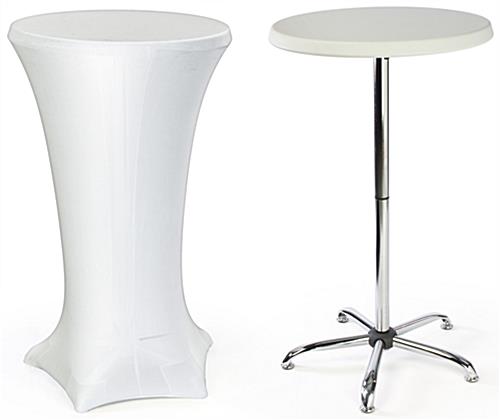 Cocktail Table | 27 x 47 Table w/ White Fitted Stretch Tablecloth