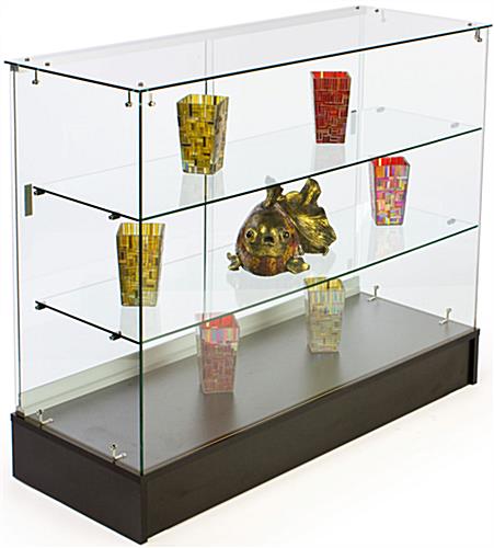 4' Glass Counter With Black Melamine Base
