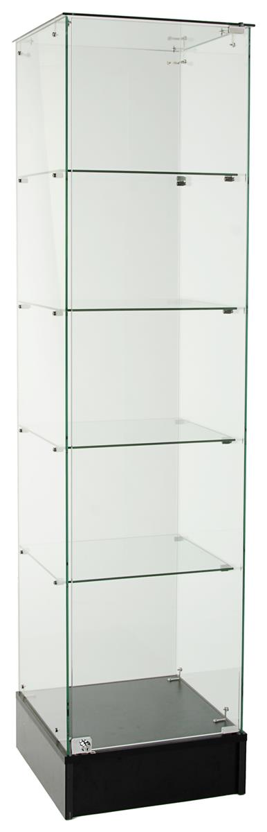 Retail Tower Display Case | Frameless Showcase with Tempered Glass