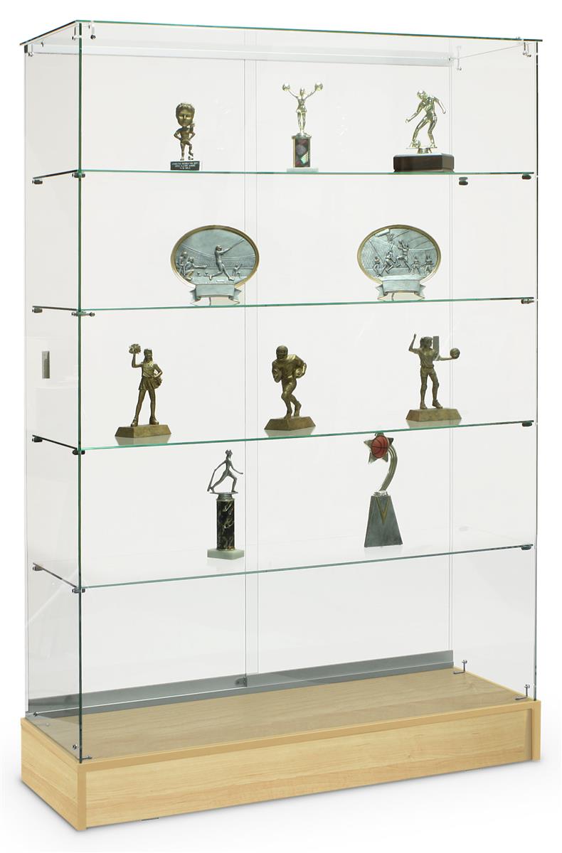 Glass Maple Base Finish Full Vision Glass Showcase