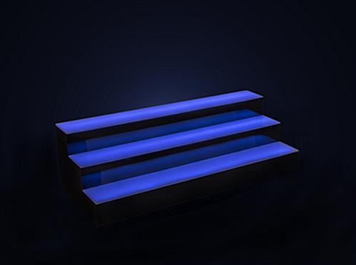 tiered LED bar shelf displays with swappable colors