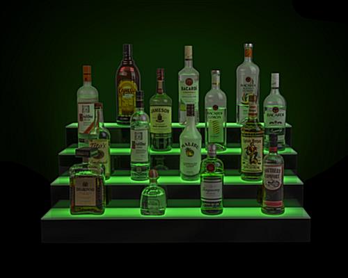 LED illuminated bar shelving with gentle glow
