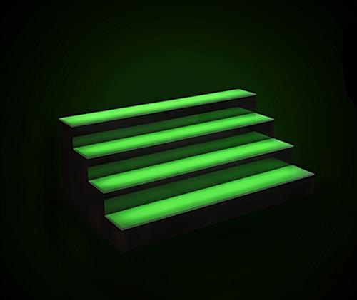 LED illuminated bar shelving with multiple light modes
