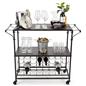 Portable liquor cart with wine rack includes 4 caster wheels 