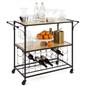 Liquor cart with wine rack includes two locking and non locking wheels 