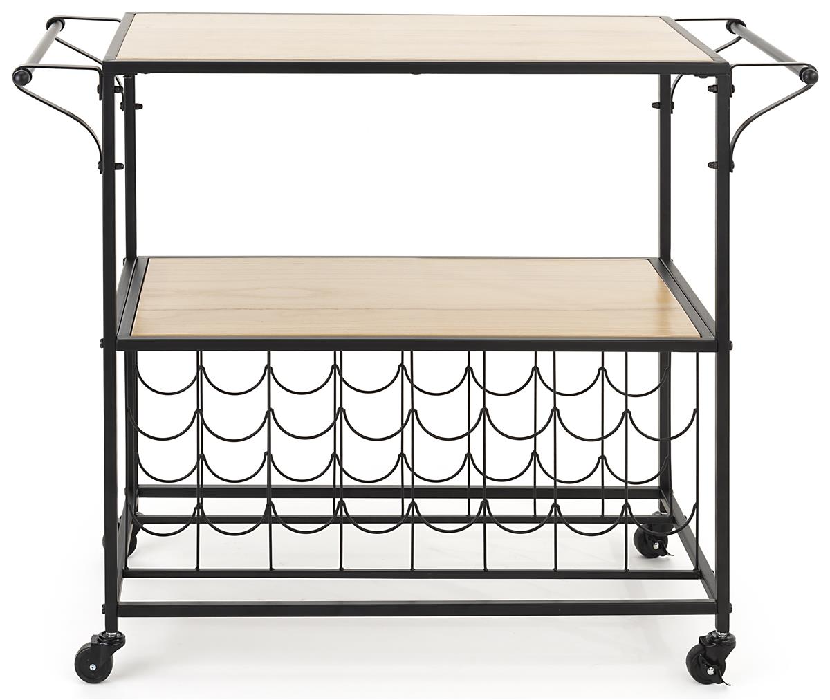 Liquor Cart with Wine Rack TwoTiered Wood Shelving