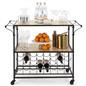 31 inch liquor cart with wine rack with 2 non locking caster wheels 