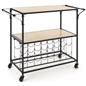 Liquor cart with wine rack and 16 sections for bottles