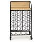 Easy to assemble wine rack with wheels and matte black iron frame 