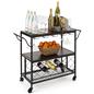 Beverage cart with wine storage and 5 glassware holders 