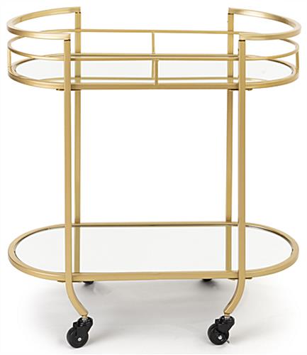 Oval Serving Cart on Wheels | Art Deco Inspired Design