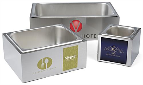 Branded steel countertop ice bin available in three ideal sizes