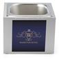 Branded steel countertop ice bin has a height of 6.5 inches
