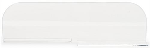 Clear acrylic shelf dividers with a length of 21.5 inches