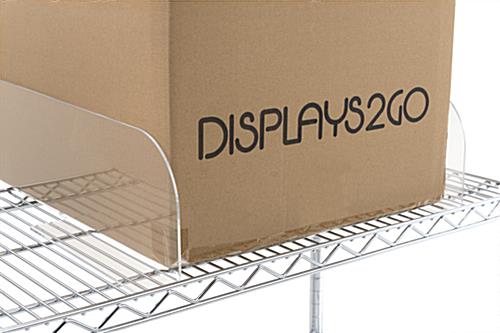 Clear acrylic shelf dividers with easy placement
