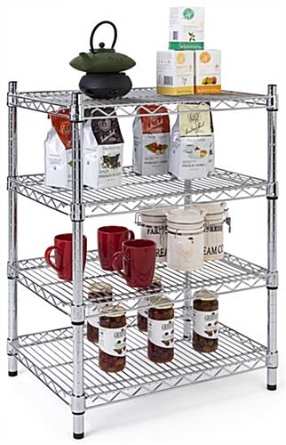 Metal wire shelving unit is NFS food safe